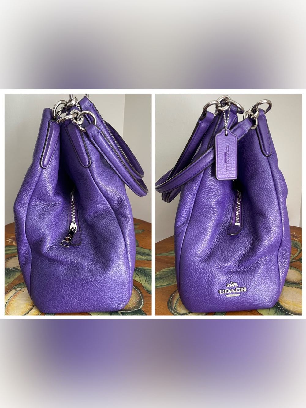 Coach Madison Phoebe Violet Purple Leather Shoulder Bag - Picture 3 of 16